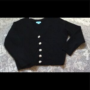 Cece brand new black v neck cardigan with rhinestone snap buttons in size small